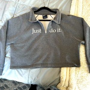 Nike Sportswear Shine Quarter Zip Crop Pullover Grey/Metallic